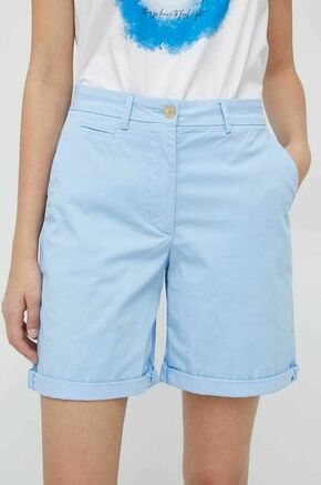 Kratke hlače Tommy Hilfiger ženski - modra. Kratke hlače iz kolekcije Tommy Hilfiger. Model izdelan iz enobarvnega materiala. Lahek in udoben model