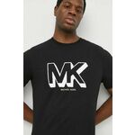 Bombažna kratka majica Michael Kors moški, črna barva - črna. Kratka majica iz kolekcije Michael Kors, izdelana iz pletenine s potiskom. Model iz izjemno udobne bombažne tkanine.