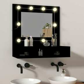 VidaXL Omarica z ogledalom in LED lučkami črna 60x31