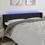 Greatstore LED posteljno vzglavje črno 163x16x78/88 cm blago