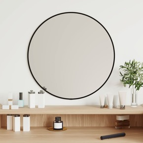 VidaXL Stensko ogledalo črno Ø 50 cm okroglo