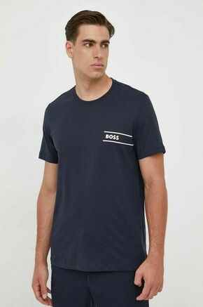 Bombažna kratka majica BOSS - mornarsko modra. Majica s kratkimi rokavi iz kolekcije BOSS