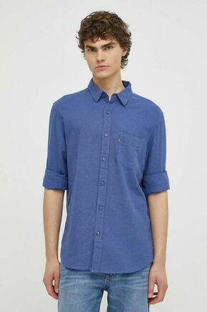 Bombažna srajca Levi's moška - modra. Srajca iz kolekcije Levi's