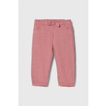 Otroške bombažne hlače United Colors of Benetton roza barva - roza. Kratke hlače za dojenčka iz kolekcije United Colors of Benetton. Model izdelan iz vzorčaste pletenine.