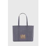 Torbica Love Moschino - vijolična. Velika nakupovalna torbica iz kolekcije Love Moschino. Model na zapenjanje, izdelan iz tekstilnega materiala.