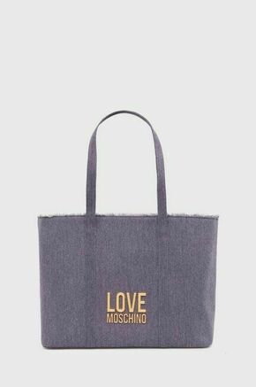 Torbica Love Moschino - vijolična. Velika nakupovalna torbica iz kolekcije Love Moschino. Model na zapenjanje