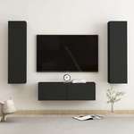 Greatstore Komplet TV omaric 3-delni črna iverna plošča
