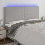 Vidaxl LED posteljno vzglavje svetlo sivo 200x5x118/128 cm blago
