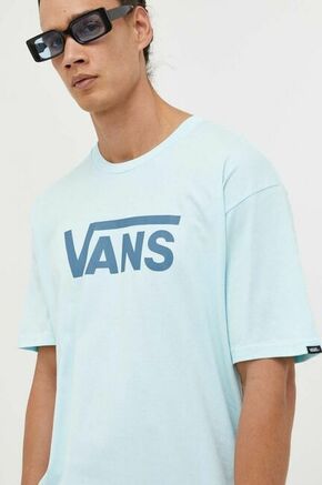 Bombažna kratka majica Vans - modra. Lahkotna kratka majica iz kolekcije Vans