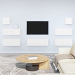 Greatstore Komplet TV omaric 7-delni visok sijaj bel inženirski les