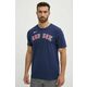 Bombažna kratka majica Nike Boston Red Sox moška, mornarsko modra barva - mornarsko modra. Kratka majica iz kolekcije Nike, izdelana iz pletenine s potiskom. Model iz izjemno udobne bombažne tkanine.
