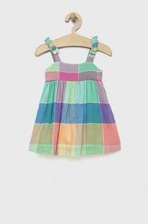 Otroška obleka z mešanico lanu GAP - pisana. Otroški Lahkotna obleka iz kolekcije GAP. Nabran model izdelan iz vzorčaste tkanine. Zračni model