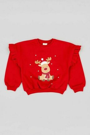 Otroški bombažen pulover zippy rdeča barva - rdeča. Otroški pulover iz kolekcije zippy. Model izdelan iz pletenine s potiskom.