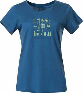Bergans Graphic Wool Tee Women North Sea Blue/Jade Green/Navy Blue M Majica na prostem