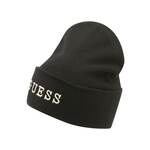 Kapa Guess črna barva, - črna. Kapa iz kolekcije Guess. Model izdelan iz pletenine z nalepko.