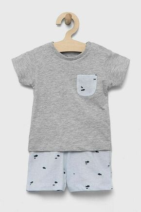 Otroška bombažna pižama zippy siva barva - siva. Otroški pižama iz kolekcije zippy. Model izdelan iz kombinacije gladkega in vzorčastega materiala.