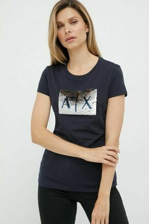 Bombažen t-shirt Armani Exchange mornarsko modra barva - mornarsko modra. Lahek T-shirt iz kolekcije Armani Exchange. Model izdelan iz tanke