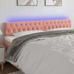 vidaXL LED posteljno vzglavje roza 200x7x78/88 cm žamet