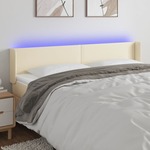 vidaXL LED posteljno vzglavje krem 203x16x78/88 cm umetno usnje