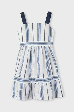 Otroška obleka Mayoral mornarsko modra barva - mornarsko modra. Otroški obleka iz kolekcije Mayoral. Model izdelan iz vzorčaste tkanine. Model iz izjemno udobne tkanine z visoko vsebnostjo bombaža.