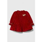 Obleka za dojenčka Mayoral rdeča barva - rdeča. Obleka za dojenčke iz kolekcije Mayoral. Nabran model, izdelan iz velur pletenine. Nežen material, prijeten na dotik.