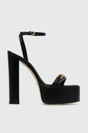 Usnjeni sandali Elisabetta Franchi črna barva