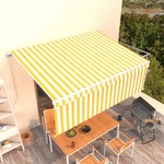 vidaXL Ročno zložljiva tenda s senčilom 4x3 m rumena in bela
