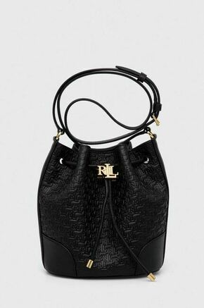 Usnjena torbica Lauren Ralph Lauren črna barva - črna. Srednje velika torbica iz kolekcije Lauren Ralph Lauren. Model na zapenjanje