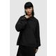 Bombažen pulover AllSaints STARDUST ženski, črna barva, s kapuco - črna. Pulover s kapuco iz kolekcije AllSaints. Model izdelan iz pletenine s potiskom.