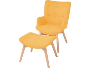 VIDAXL Fotelj s stolčkom za noge rumeno blago