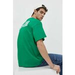 Bombažna kratka majica Converse moški, zelena barva - zelena. Kratka majica iz kolekcije Converse, izdelana iz debele, elastične pletenine. Model iz izjemno udobne bombažne tkanine.