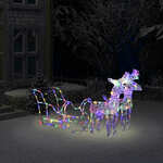 Božični jeleni s sanmi 160 LED lučk 130 cm iz akrila