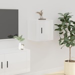 vidaXL Stenska TV omarica visok sijaj bela 40x34,5x40 cm