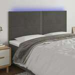 shumee LED posteljno vzglavje temno sivo 180x5x118/128 cm žamet