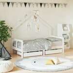 Greatstore Otroški posteljni okvir s predali bel 80x160 cm trdna borovina
