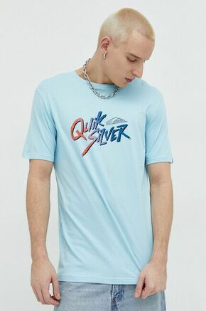Bombažna kratka majica Quiksilver - modra. Lahkotna kratka majica iz kolekcije Quiksilver. Model izdelan iz tanke