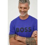 Bombažna kratka majica BOSS vijolična barva - vijolična. Kratka majica iz kolekcije BOSS, izdelana iz tanke, elastične pletenine. Model iz izjemno udobne bombažne tkanine.