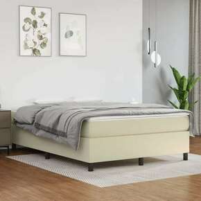 Shumee Box spring postelja z vzmetnico krem 140x190 cm umetno usnje