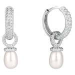 JwL Luxury Pearls Srebrni uhani prstani s pravim biserom in cirkoni JL0592 srebro 925/1000