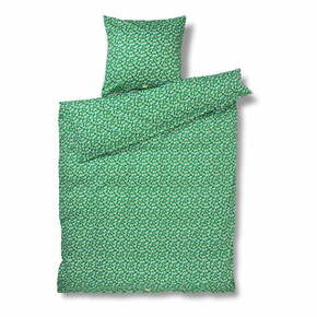 Podaljšano zeleno bombažno satenasto posteljno perilo za eno osebo 140x220 cm Pleasantly - JUNA