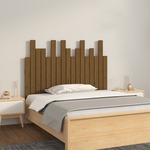 vidaXL Stensko posteljno vzglavje medeno rjavo 108x3x80 cm borovina