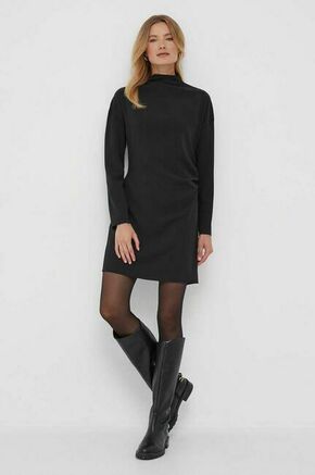Obleka Calvin Klein črna barva - črna. Obleka iz kolekcije Calvin Klein. Model izdelan iz enobarvne tkanine. Poliester zagotavlja večjo odpornost na gubanje.