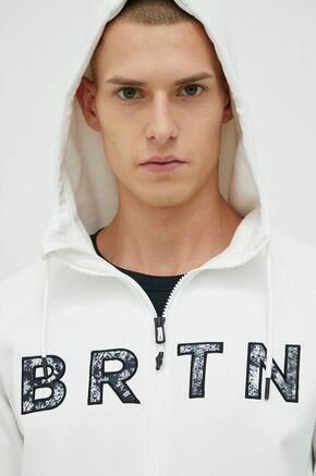 Športni pulover Burton Crown bela barva - bela. Športni pulover s kapuco iz kolekcije Burton. Model z zapenjanjem na zadrgo