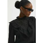 Bombažna majica Answear Lab ženska, črna barva - črna. Bluza iz kolekcije Answear Lab, izdelana iz enobarvne tkanine. Model iz zračne bombažne tkanine.