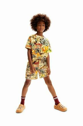 Otroške bombažne kratke hlače Desigual rjava barva - rjava. Otroški kratke hlače iz kolekcije Desigual. Model izdelan iz vzorčaste pletenine.