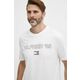 Bombažna kratka majica Tommy Hilfiger moška, bela barva, MW0MW34427 - bela. Kratka majica iz kolekcije Tommy Hilfiger, izdelana iz pletenine s potiskom. Model iz zračne bombažne tkanine.