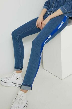 Kavbojke Karl Lagerfeld Jeans ženski - modra. Kavbojke iz kolekcije Karl Lagerfeld Jeans v stilu skinny s visokim pasom. Model izdelan iz elastičnega denima.
