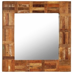 VidaXL Stensko ogledalo iz trdnega predelanega lesa 60x60 cm