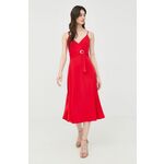 Obleka Morgan rdeča barva, - rdeča. Obleka iz kolekcije Morgan. Nabran model izdelan iz enobarvne tkanine.