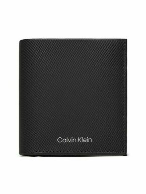 Calvin Klein Velika moška denarnica Ck Must Trifold 6Cc W/ Coin K50K511382 Črna